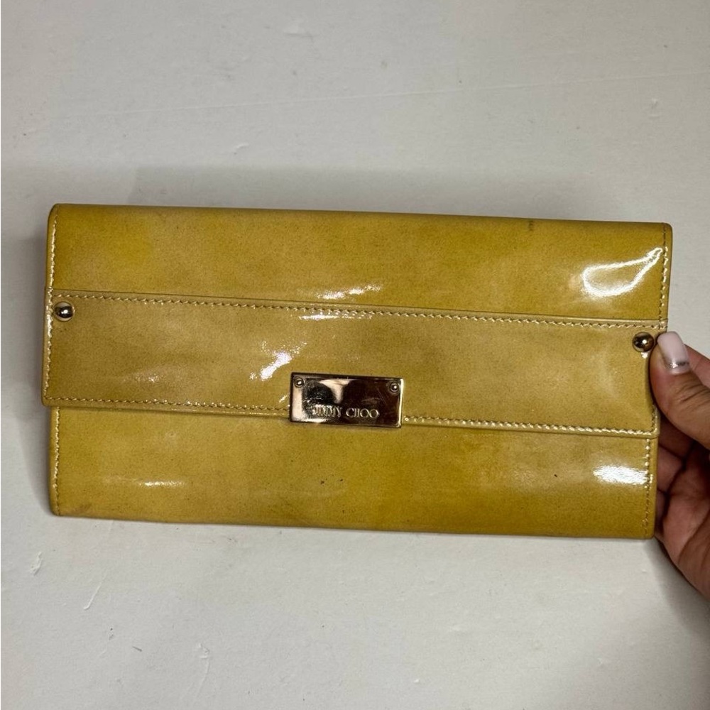 Jimmy Choo Reese Tan Patent Leather Clutch